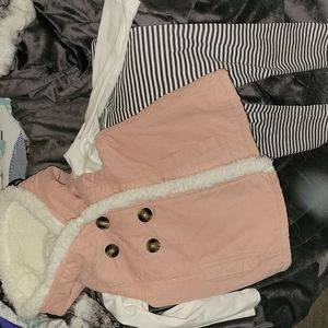 3 piece toddler girl set with sherpa vest